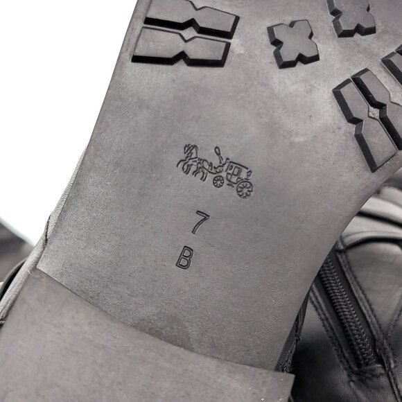 Coach Women Essex Black Leather Riding Equestrian Zip Knee Boots sz 7 - Picture 8 of 8